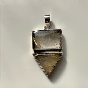 Sterling Silver 925 Golden Rutilated Quartz Gemstone Pendant